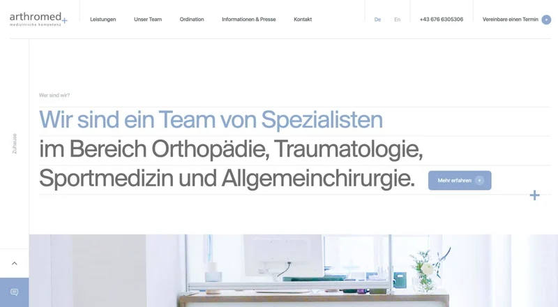Startseite von Arthromed, Team für Orthopädie und Unfallchirurgie