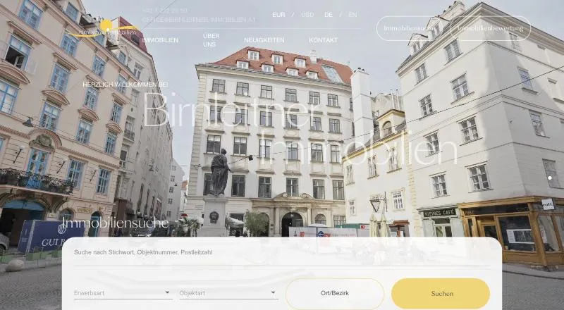 Startseite von Birnleitner Immobilien mit Immobiliensuche